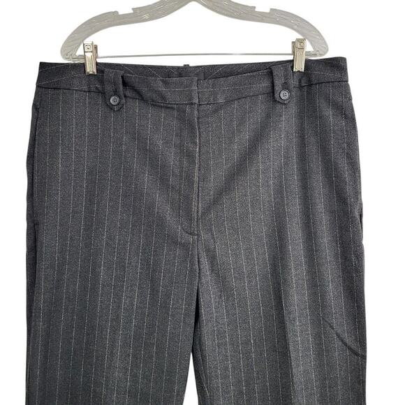 Banana Republic Brushed Flannel Straight Trouser Size 16 Gray Pinstripe Work NEW - Picture 2 of 13